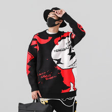 Load image into Gallery viewer, #1550 Autumn Black 2019 Yellow Hip Hop Sweater Men O Neck Streetwear Casual Sweater Knitwear Man Loose Letter And Funny Pattern